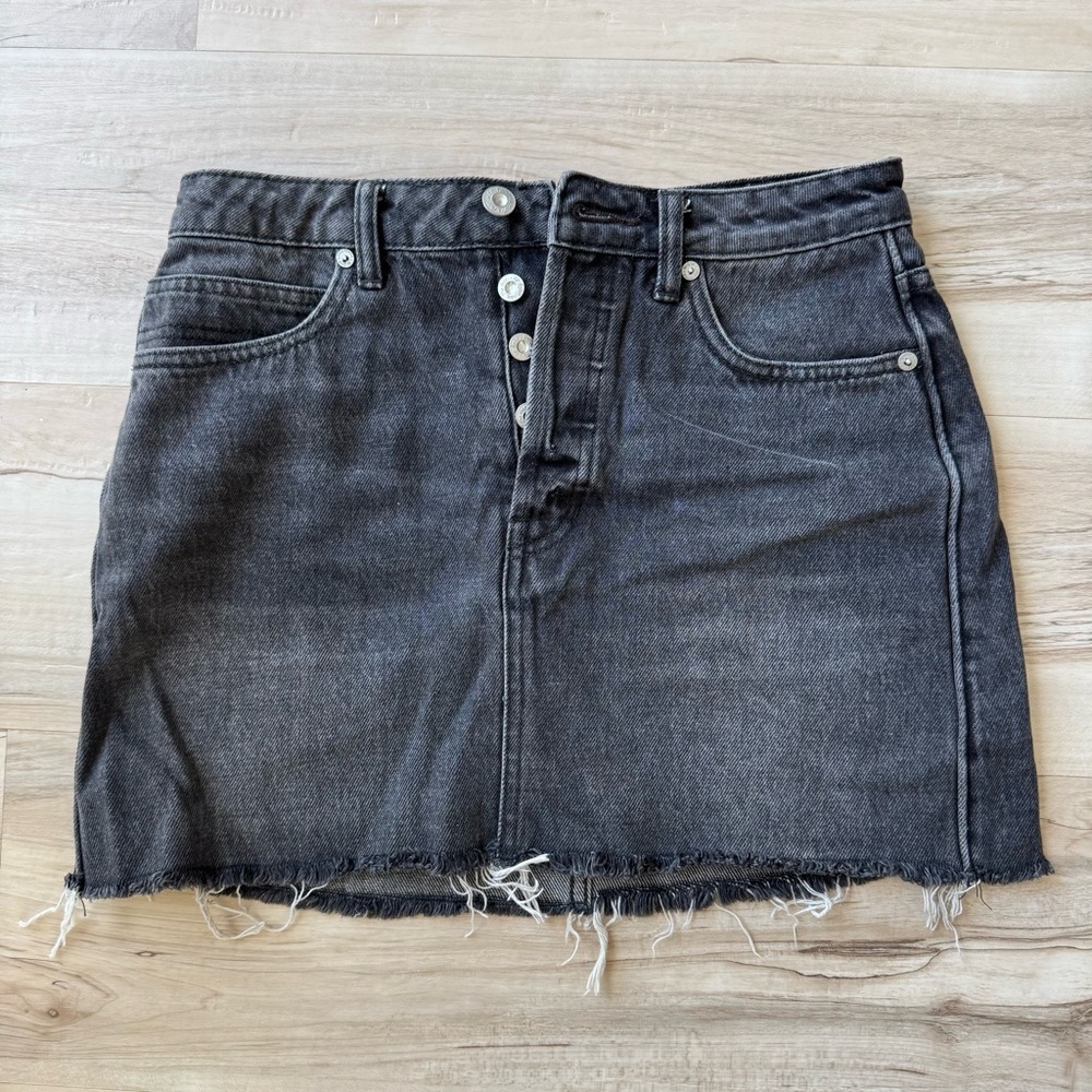 We The Free Black Denim Mini Skirt Cotton Jean Skirt